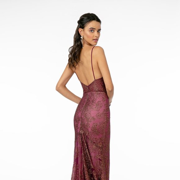 NEW LONG SLEEVELESS OFF THE SHOULDER SATIN DRESS EMBROIDERED WITH GLITTER GL2989 - Picture 8 of 12